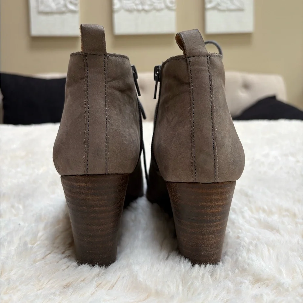 Lucky Brand Gray Suede Wedge Booties